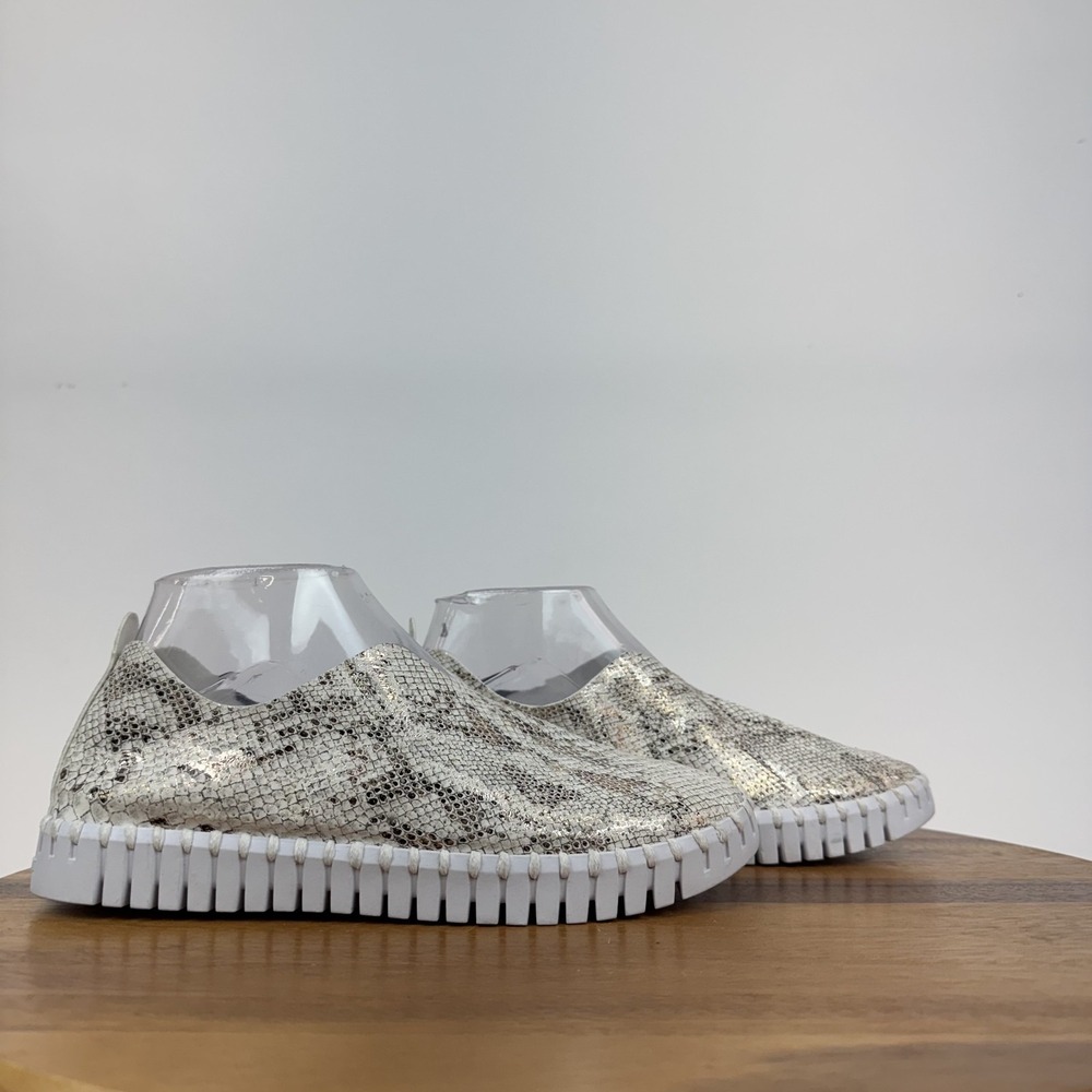 Womens Ilse Jacobsen Tulip Snake Print Perforated Leather Sneakers Size 37 GUC